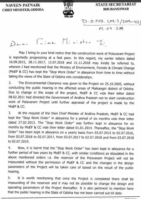 Naveen Asks PM to Intervene and Stop Polavaram Project Immediately