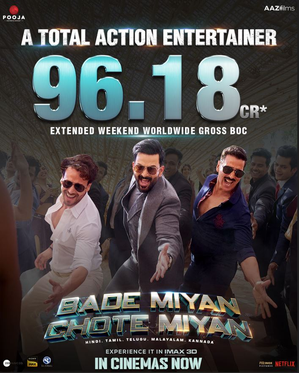 &lsquo;Bade Miyan Chote Miyan&rsquo; keeps cash registers ringing, mints Rs 96.18 cr worldwide